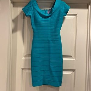 Herve ledger Turquoise bandage dress